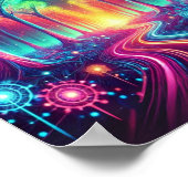 Bezauberter Neonwald: Lebhafte leuchtende Bäume Poster (Ecke)