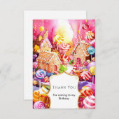 Bezauberter Niedlicher Candyland Geburtstag Dankeskarte (Vorne/Hinten)