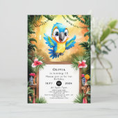 Bezauberter Niedlicher Papagei zum Geburtstag Einladung (Stehend Vorderseite)
