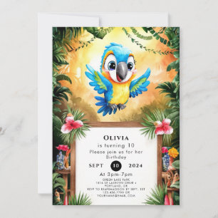 Bezauberter Niedlicher Papagei zum Geburtstag Einladung