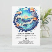 Bezauberter ozeanischer Kindergeburtstag Einladung (Stehend Vorderseite)