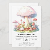 Bezauberter Pilzfantasy Geburtstag Einladung (Vorne/Hinten)