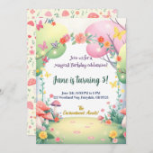 Bezauberter Pilzwald zum Geburtstag Einladung (Vorne/Hinten)