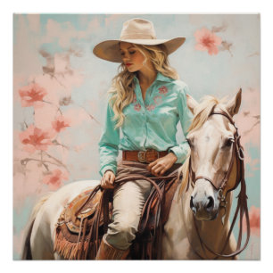Bezauberter Reiter: Cowgirl Wall Art Poster