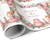 Bezauberter Rosa Feengarten - Geburtstag Geschenkpapier (Rolleneckpunkt)