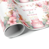 Bezauberter Rosa Feengarten - Geburtstag Geschenkpapier (Rolleneckpunkt)