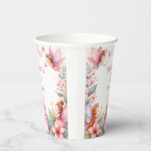 Bezauberter Rosa Feengarten - Geburtstag Pappbecher (Rechts)