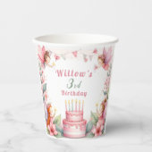Bezauberter Rosa Feengarten - Geburtstag Pappbecher (Vorderseite)