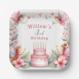 Bezauberter Rosa Feengarten - Geburtstag Pappteller