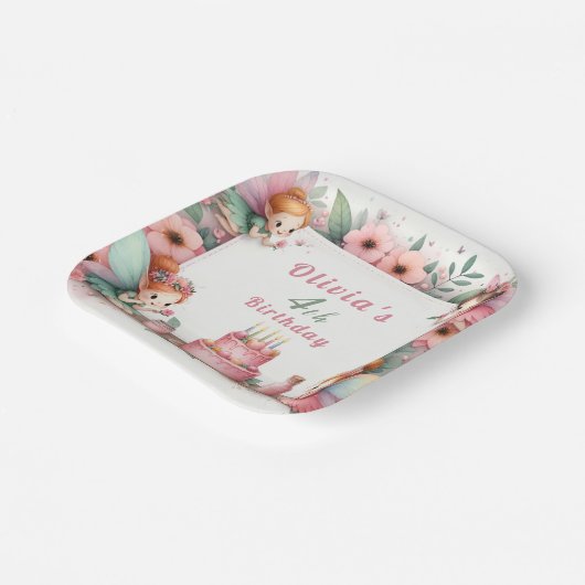 Bezauberter Rosa Feengarten - Geburtstag Pappteller (Gewinkelt)