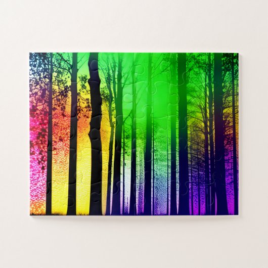 Bezauberter Schwarzwald unter Regenbogenfarben Puzzle (Horizontal)