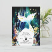 Bezauberter Seashells Meerjungfrau zum Geburtstag Einladung (Stehend Vorderseite)