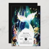 Bezauberter Seashells Meerjungfrau zum Geburtstag Einladung (Vorne/Hinten)