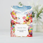 Bezauberter Sprinkle Candyland Geburtstag Dankeskarte (Stehend Vorderseite)
