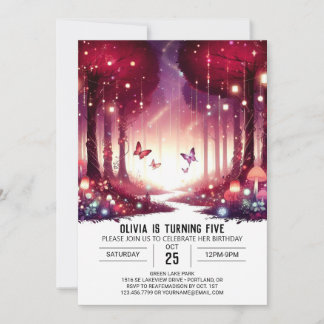 Bezauberter Sweet Woodland Digital Geburtstag Einladung