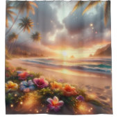 Bezauberter tropischer Strand mit zauberhaftem Hib Duschvorhang (Vorderseite)