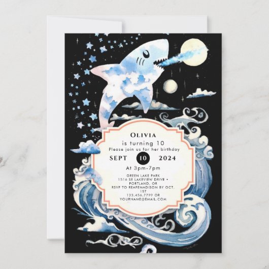 Bezauberter Unterwasser-Kinderhai zum Geburtstag Einladung (Vorderseite)