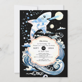 Bezauberter Unterwasser-Kinderhai zum Geburtstag Einladung