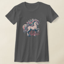 Bezauberter Vintager Einhorn-T - Shirt
