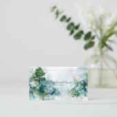 Bezauberter Wald Aquamarin und goldene Wasserfarbe Visitenkarte (Stehend Vorderseite)