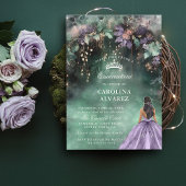 Bezauberter Wald Arch Gold Lavender Quinceanera Einladung