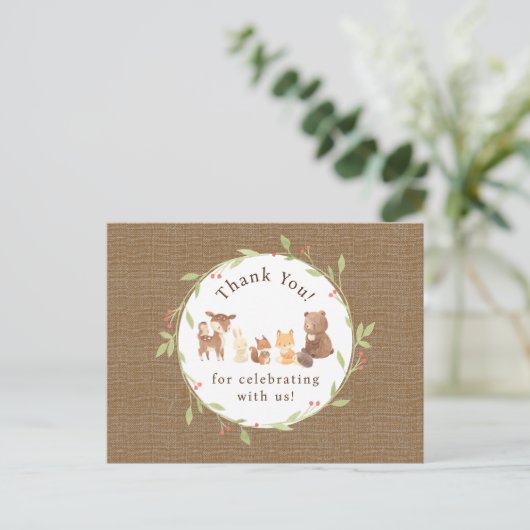 Bezauberter Wald Danke Postkarte (Stehend Vorderseite)