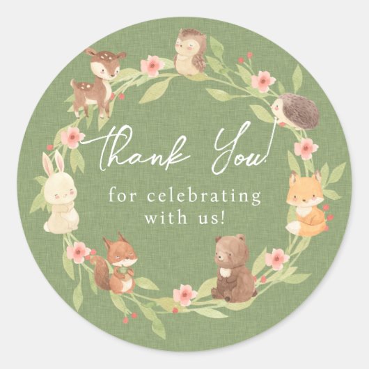 Bezauberter Wald Danke Runder Aufkleber (Vorderseite)