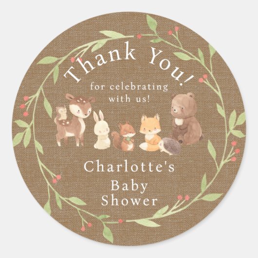 Bezauberter Wald Danke Runder Aufkleber (Vorderseite)