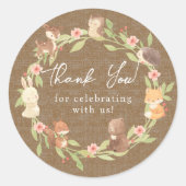 Bezauberter Wald Danke Runder Aufkleber (Vorderseite)