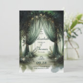 Bezauberter Wald Elegant Moody Dream Foto Hochzeit Save The Date (Stehend Vorderseite)