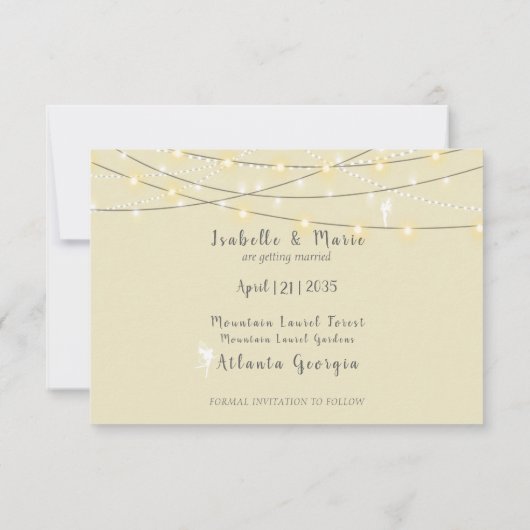 Bezauberter Wald, Fairies, Hochzeiten von String-L Save The Date (Rückseite)