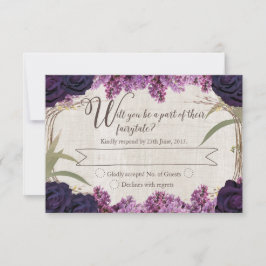 Bezauberter Wald Lila Märchenhochzeit RSVP Karte