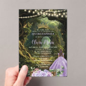 Bezauberter Wald Lilac Floral Quinceañera Süße 16 Acryleinladungen (Insitu (Handheld))