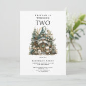 Bezauberter Wald macht zwei Geburtstagsparty Einladung (Stehend Vorderseite)