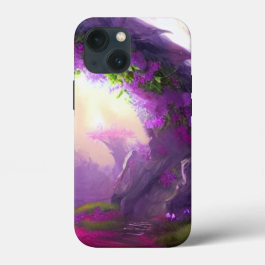 Bezauberter Wald mit blühenden violetten Blumen Case-Mate iPhone Hülle (Rückseite)