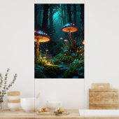 Bezauberter Wald mit Fantasiewesen und Glowin Poster (Küche)