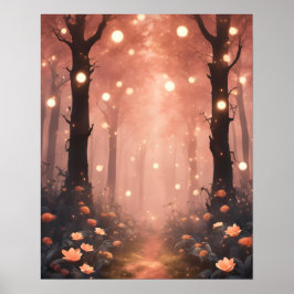 Bezauberter Wald PEACH KLEINE LICHTE Poster