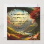 Bezauberter Wald QR glücklich je nach Hochzeit Einladung (Vorderseite)