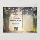 Bezauberter Wald QR Save the Date Postkarte (Rückseite)
