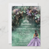 Bezauberter Wald Rosa Lavendel Elegant Quinceanera Einladung (Vorderseite)