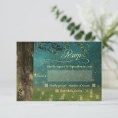 Bezauberter Wald Rustic Mason Jar Wedding RSVP Karte (Stehend Vorderseite)