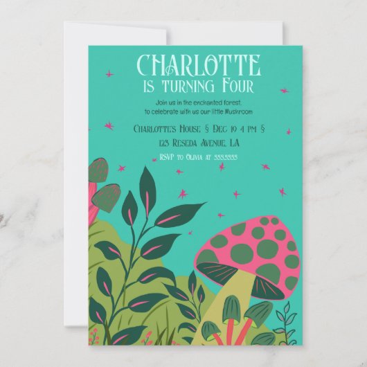 Bezauberter Wald und Pilze Fairytale Garten Einladung (Vorderseite)