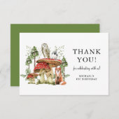 Bezauberter Wald Waldland Junge erster Geburtstag Dankeskarte (Vorne/Hinten)