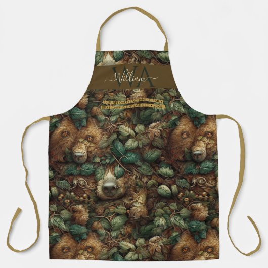 Bezauberter Waldbärenbraun-Monogramm Schürze (Vorderseite)