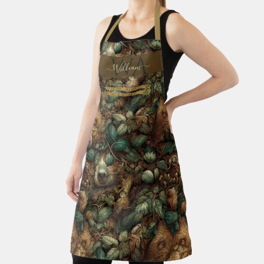 Bezauberter Waldbärenbraun-Monogramm Schürze (InSitu)