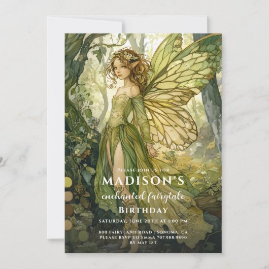 Bezauberter Waldbrairy zum Geburtstag Einladung (Vorderseite)
