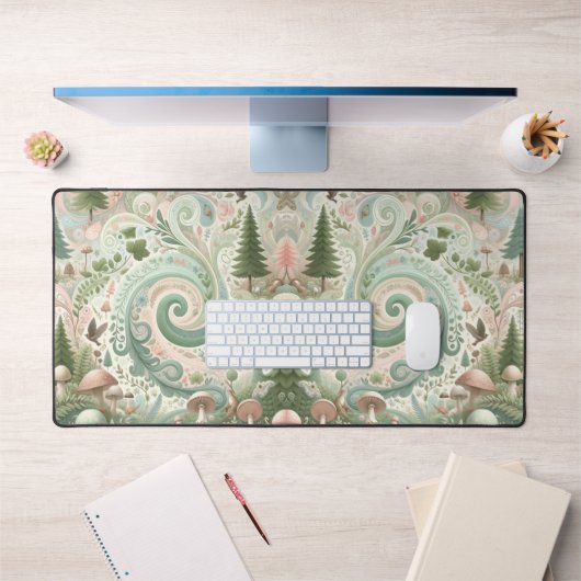 Bezauberter Waldbrunnen: Ein pastellfarbener Traum Schreibtischunterlage (Büro 1)
