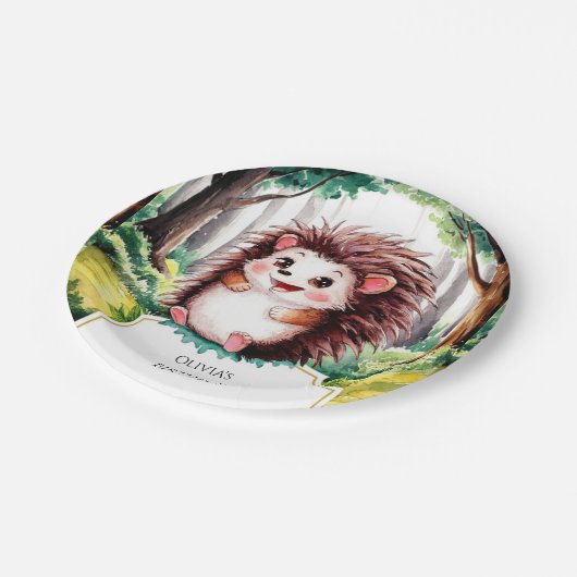 Bezauberter Waldbrunnen-Igel Pappteller (Schrägansicht)