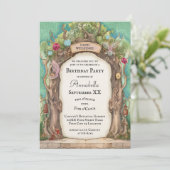 Bezauberter Waldgarten auf Glitzer Grün Einladung (Stehend Vorderseite)