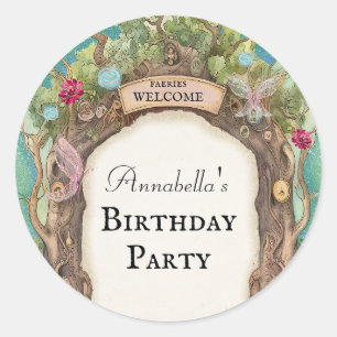 Bezauberter Waldgarten auf grünem Glitzer Runder Aufkleber